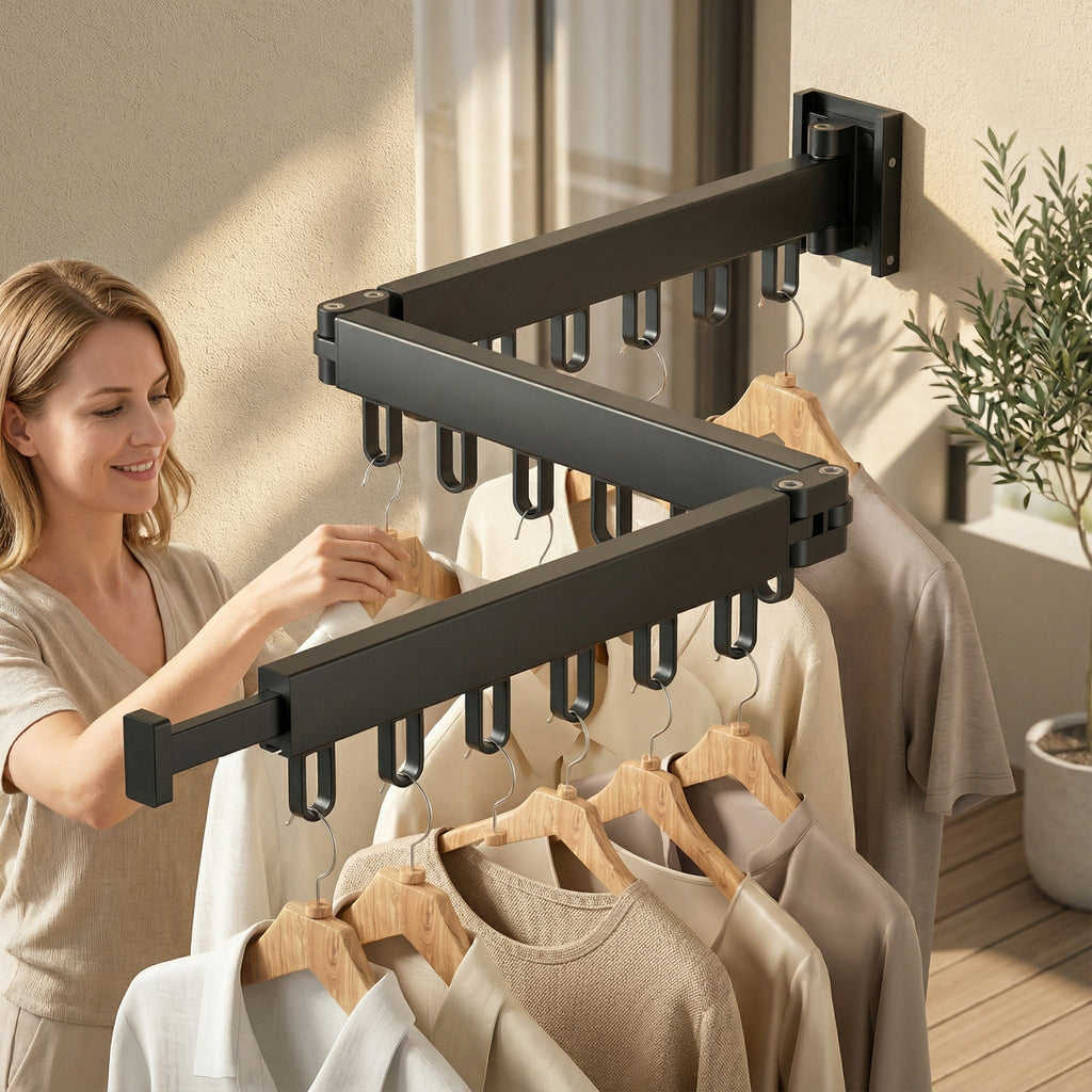 Kollapsbar Væg Tørrerække til Tøj med Pladsbesparende og Robust Design