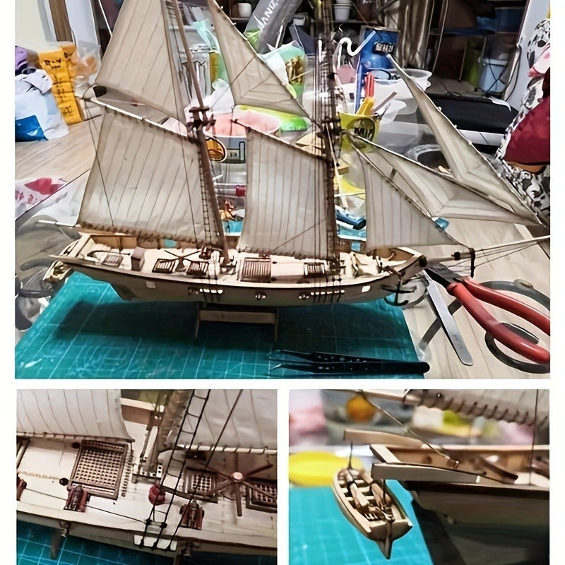 Klassisk Træsejlskib Model – Detaljeret 3D Puzzle for Skibsentusiaster