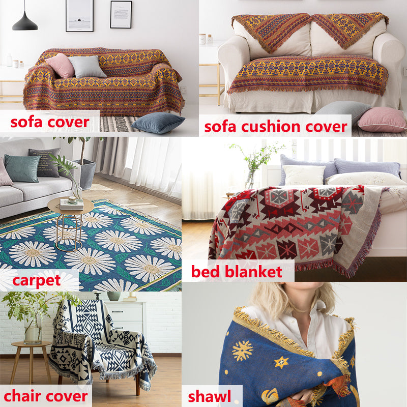 Bohemian Frynse Strikket Sofa Plaid