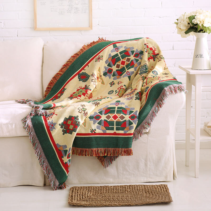 Bohemian Frynse Strikket Sofa Plaid