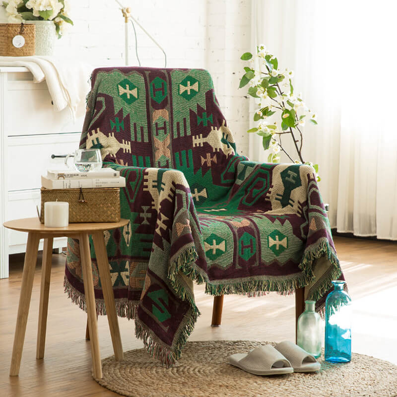 Bohemian Frynse Strikket Sofa Plaid
