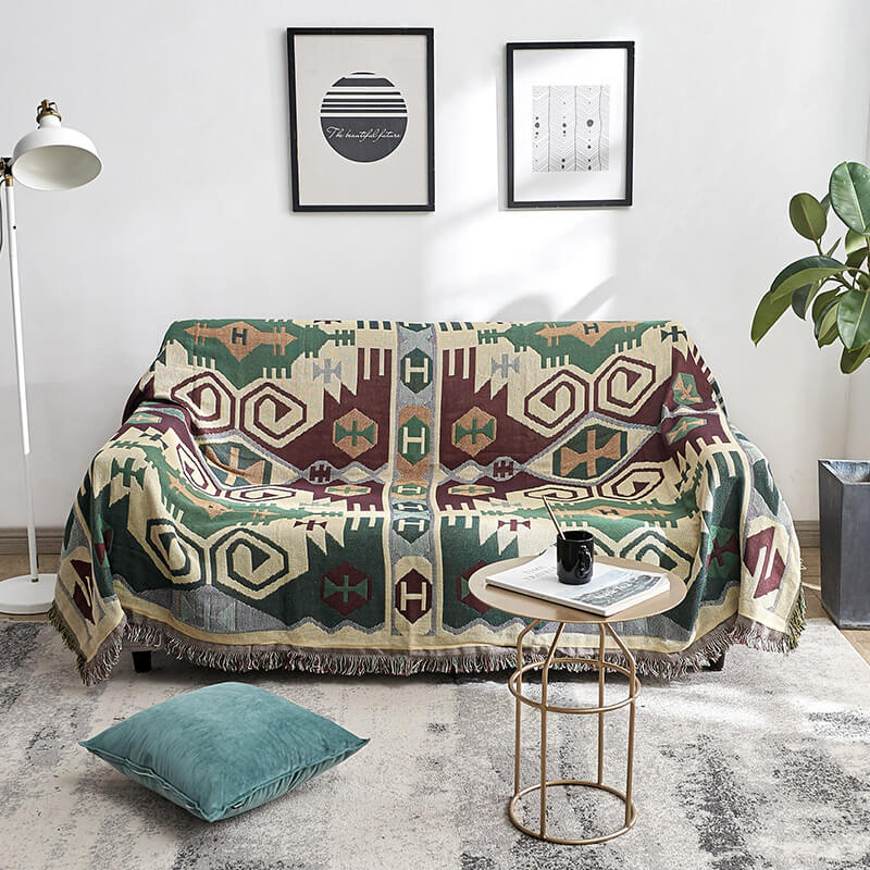 Bohemian Frynse Strikket Sofa Plaid