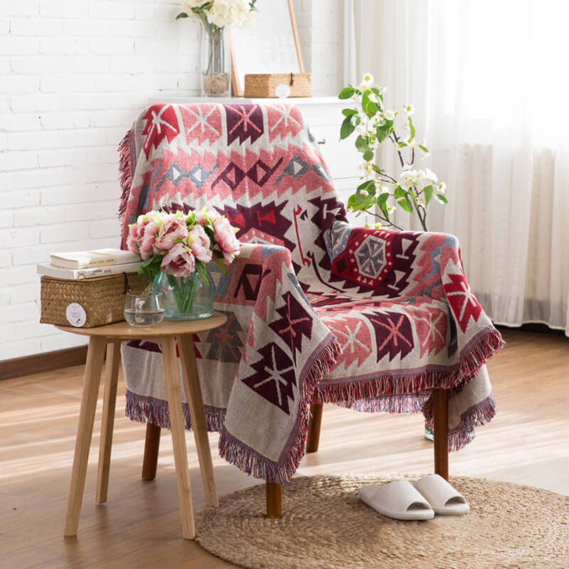 Bohemian Frynse Strikket Sofa Plaid