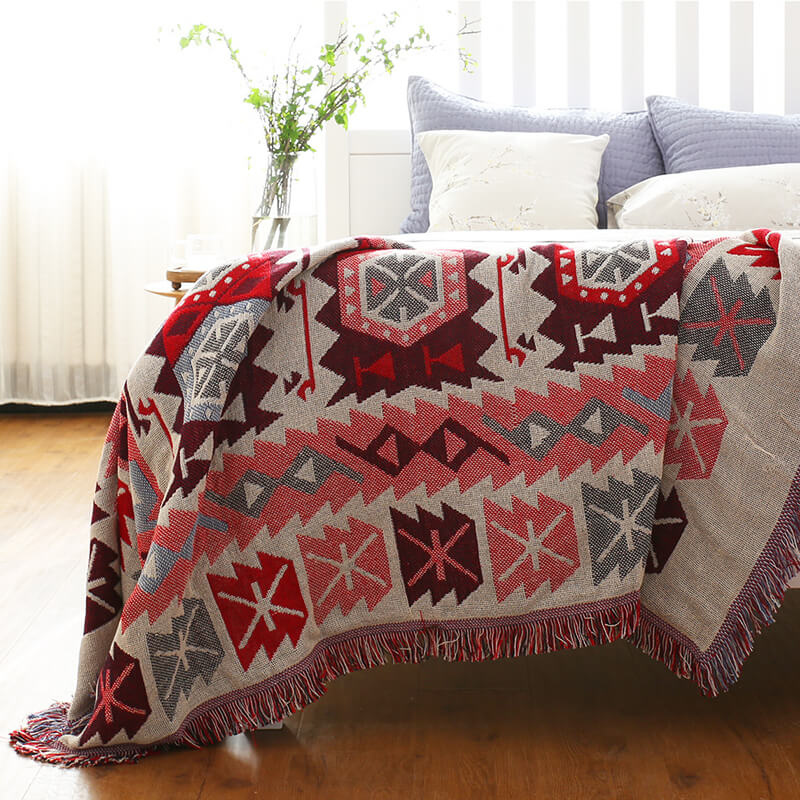 Bohemian Frynse Strikket Sofa Plaid