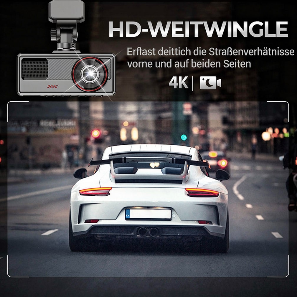 Dashcam til bil foran og bagpå | Bakkamera til eftermontering | Bilkamera | KøreCam
