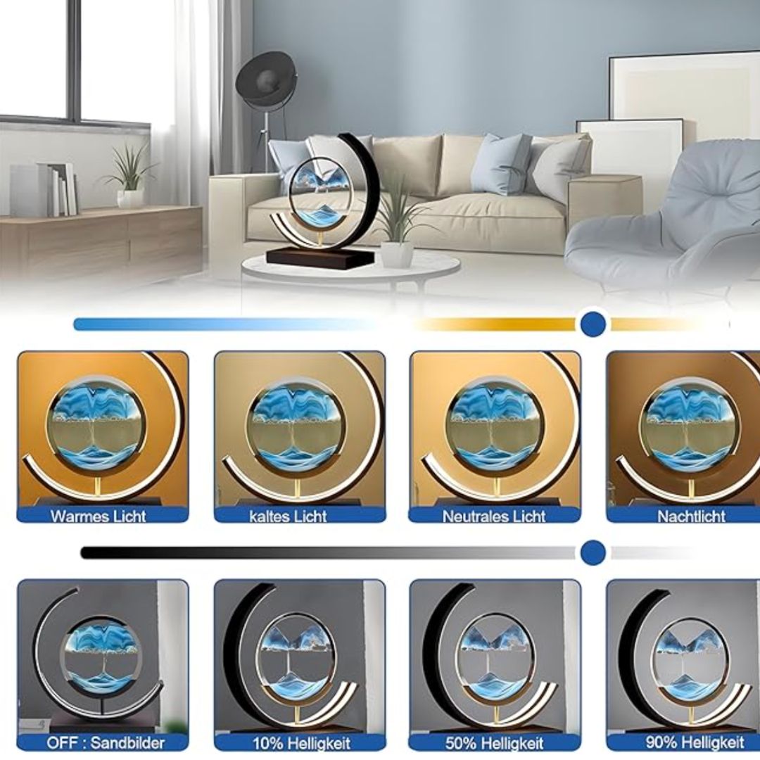 Deko LED Bordlampe | Moderne Designer Lampe | Sandbillede til Drejning | SandScape