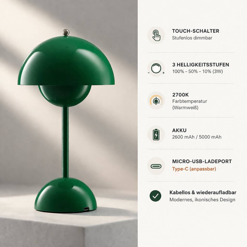 Designer Bordlampe | LED Bordlampe | Natbordlampe | Dimmbar & trådløs | Lumora