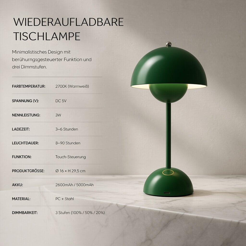 Designer Bordlampe | LED Bordlampe | Natbordlampe | Dimmbar & trådløs | Lumora