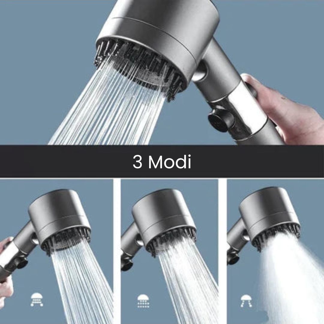 Bruserhoved med filter & 3 indstillinger | Vandbesparende bruserhoved | VandLux