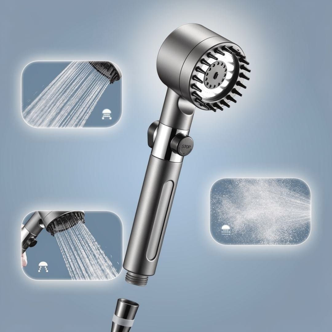 Bruserhoved med filter & 3 indstillinger | Vandbesparende bruserhoved | VandLux