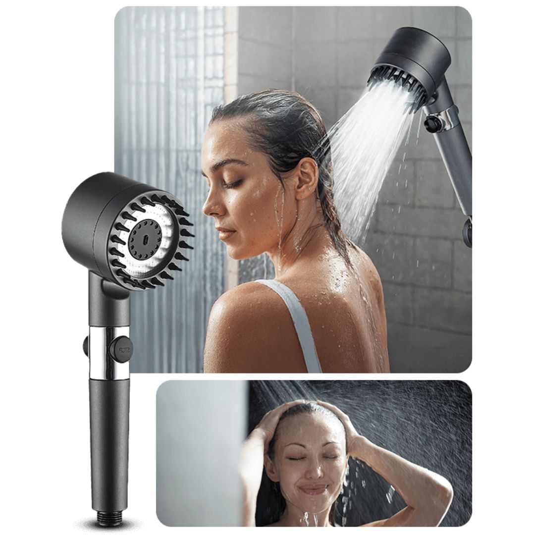 Bruserhoved med filter & 3 indstillinger | Vandbesparende bruserhoved | VandLux