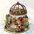 Miniature Blomsterhus – 3D Træpuslespil med LED-belysning og Detaljeret Have