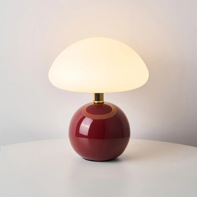Fransk Cream Svampe Bordlampe med Justerbare LED-farver