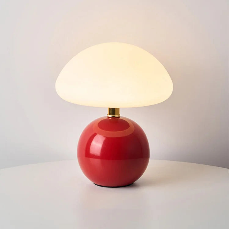 Fransk Cream Svampe Bordlampe med Justerbare LED-farver