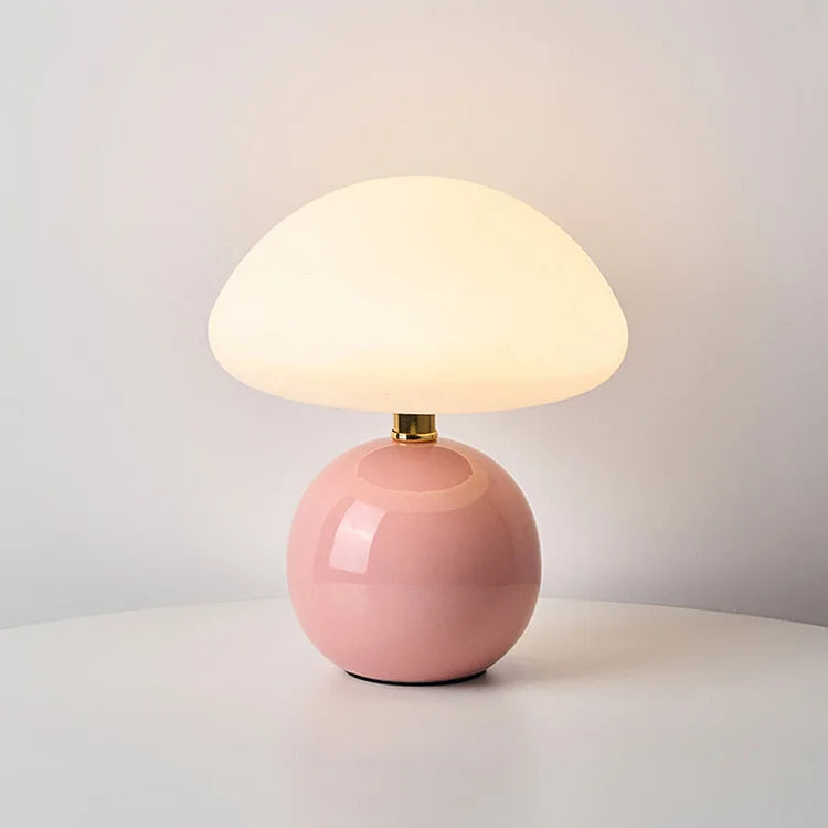 Fransk Cream Svampe Bordlampe med Justerbare LED-farver