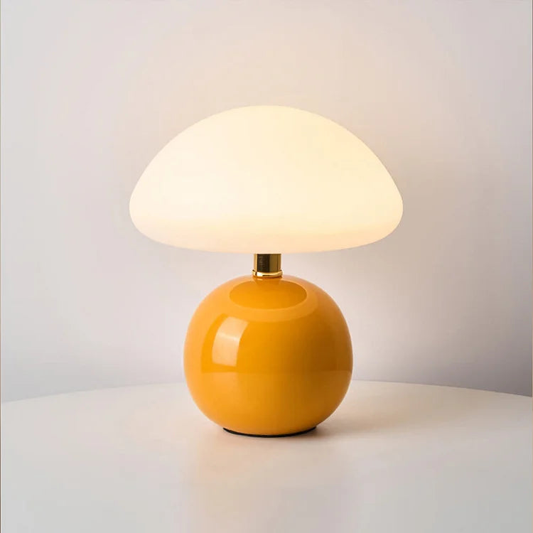 Fransk Cream Svampe Bordlampe med Justerbare LED-farver