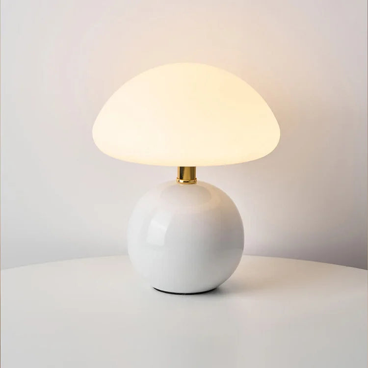 Fransk Cream Svampe Bordlampe med Justerbare LED-farver