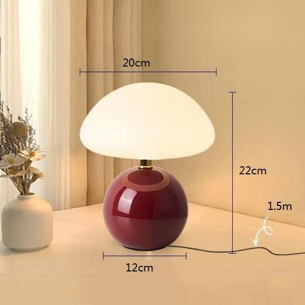 Fransk Cream Svampe Bordlampe med Justerbare LED-farver