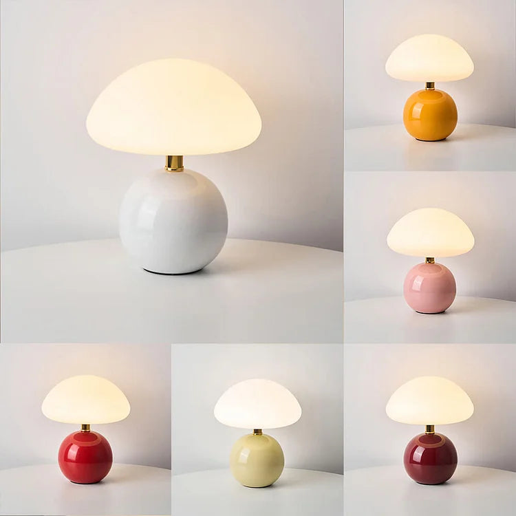 Fransk Cream Svampe Bordlampe med Justerbare LED-farver