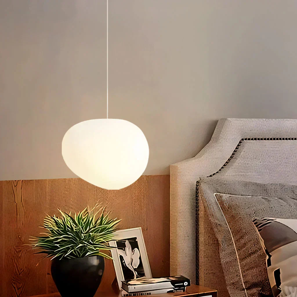 Elegant Hvid Pebble Pendel lampe med Minimalistisk Design