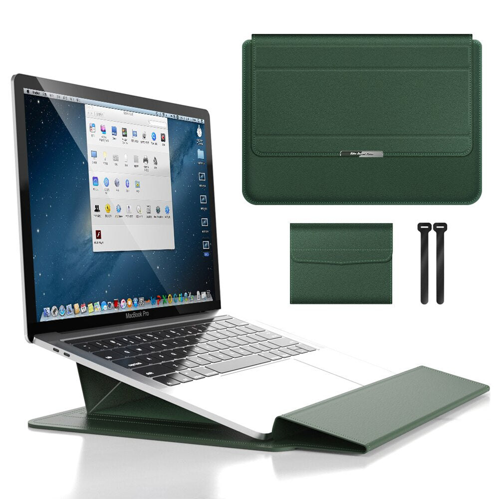 Laptop Sleeve med Indbygget Stativ – Beskyttende Etui til 11–16 tommer Laptops