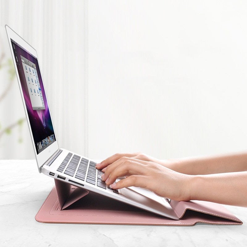 Laptop Sleeve med Indbygget Stativ – Beskyttende Etui til 11–16 tommer Laptops
