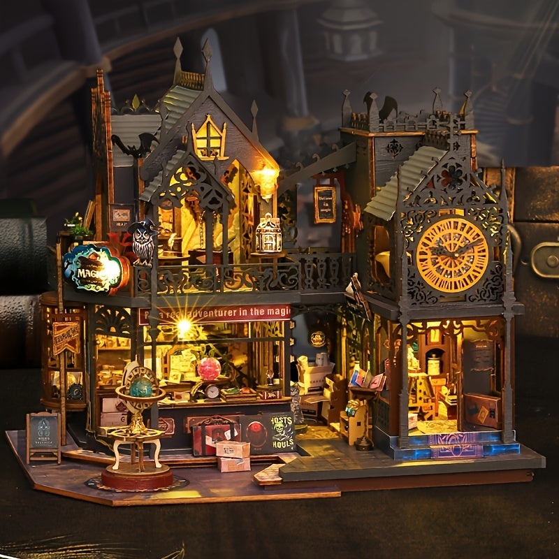 Fortryllende Boghus – 3D Træpuzzle med Magisk Belysning