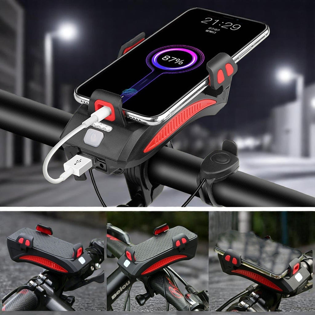 Cykellygte med telefonholder & powerbank | Cykelbelysning foran | PowerRide