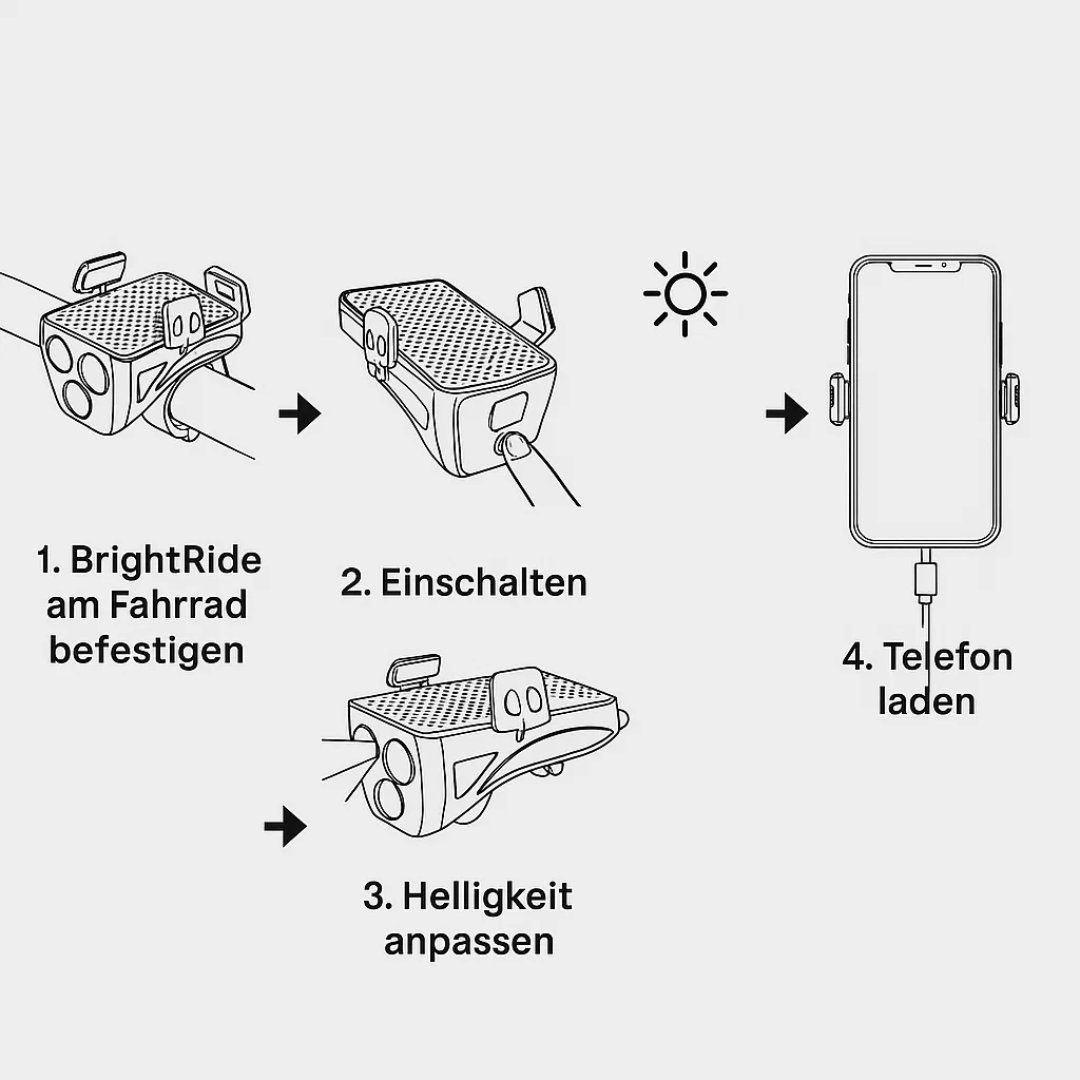 Cykellygte med telefonholder & powerbank | Cykelbelysning foran | PowerRide
