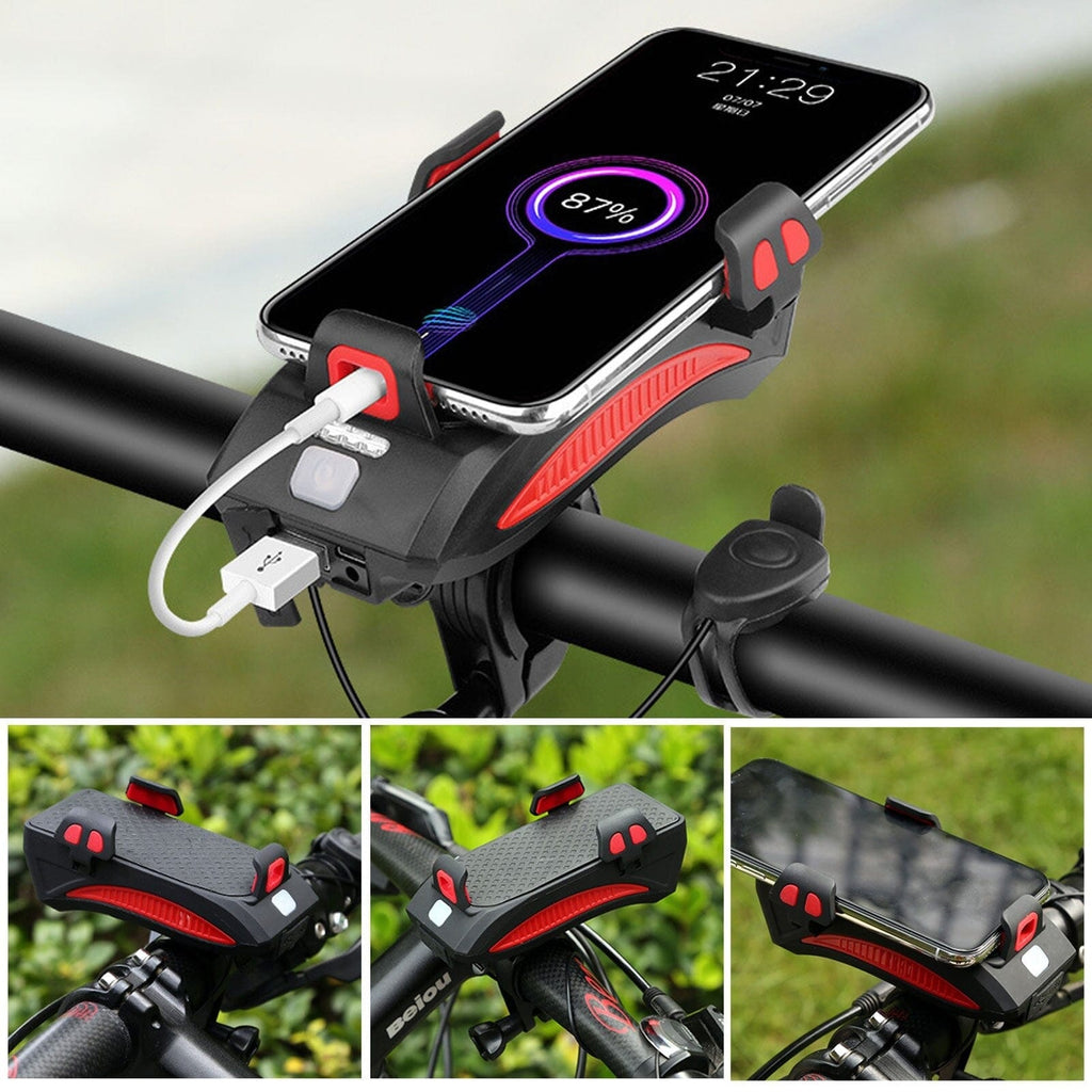 Cykellygte med telefonholder & powerbank | Cykelbelysning foran | PowerRide