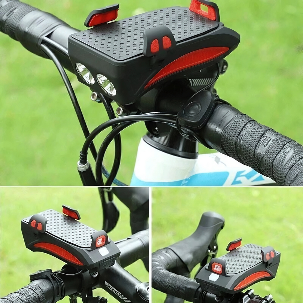 Cykellygte med telefonholder & powerbank | Cykelbelysning foran | PowerRide