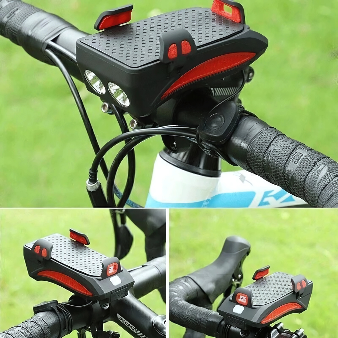 Cykellygte med telefonholder & powerbank | Cykelbelysning foran | PowerRide