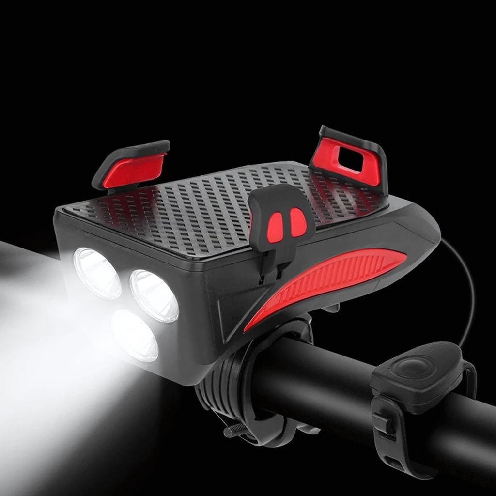 Cykellygte med telefonholder & powerbank | Cykelbelysning foran | PowerRide
