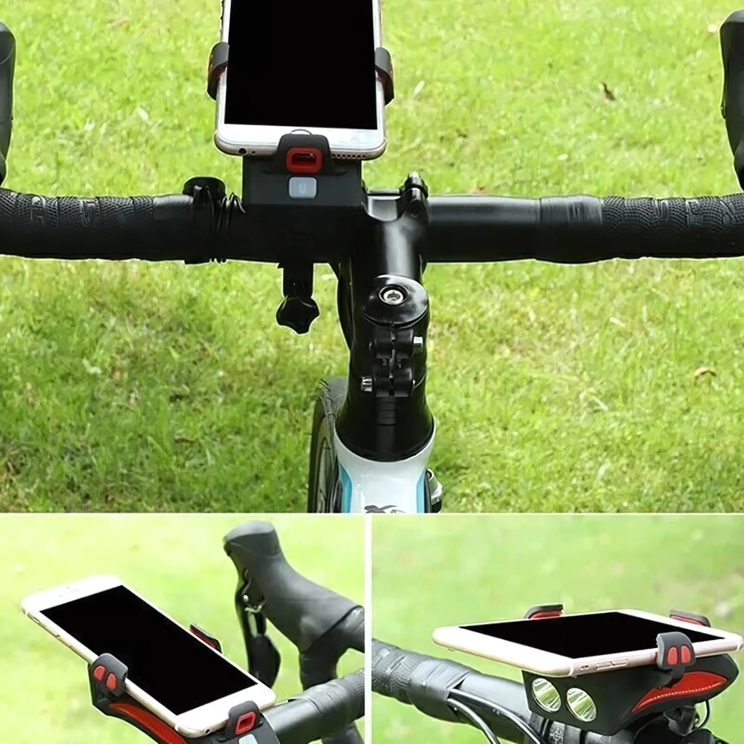 Cykellygte med telefonholder & powerbank | Cykelbelysning foran | PowerRide