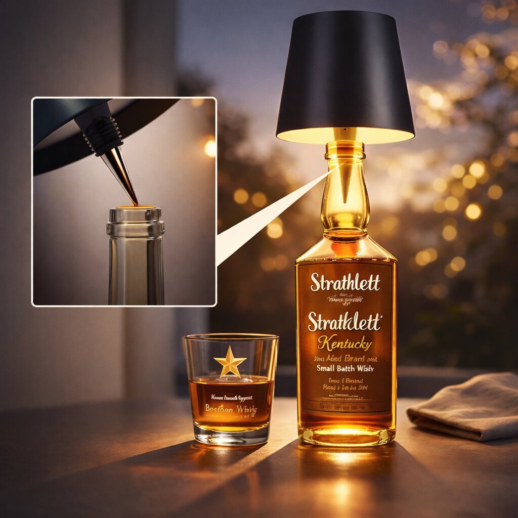 Flaske lys | Flaske som bordlampe | Genopladelig bordlampe | Flaskekapsel | LumiFlaske