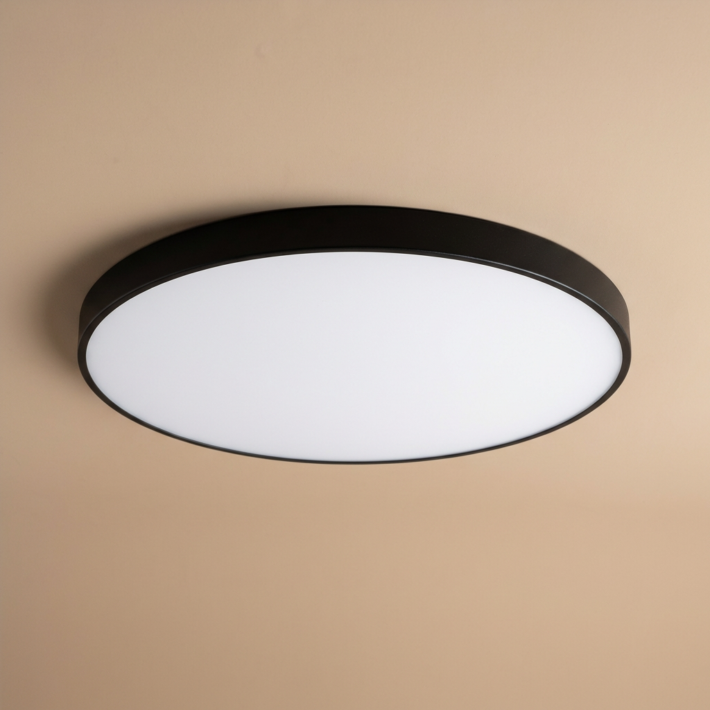 Rund LED Loftlampe med Guldkant – Slank Design og Blødt Lys