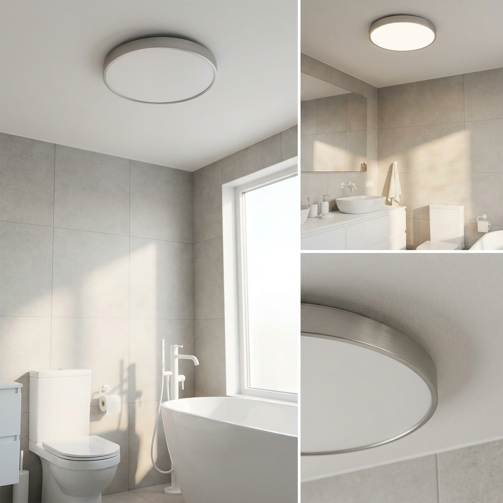 Rund LED Loftlampe med Guldkant – Slank Design og Blødt Lys