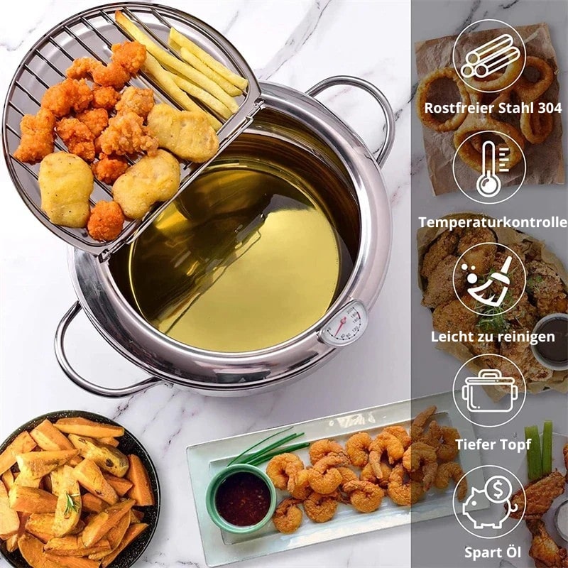 Frituregryde | Stålpande med termometer | FrittierMester