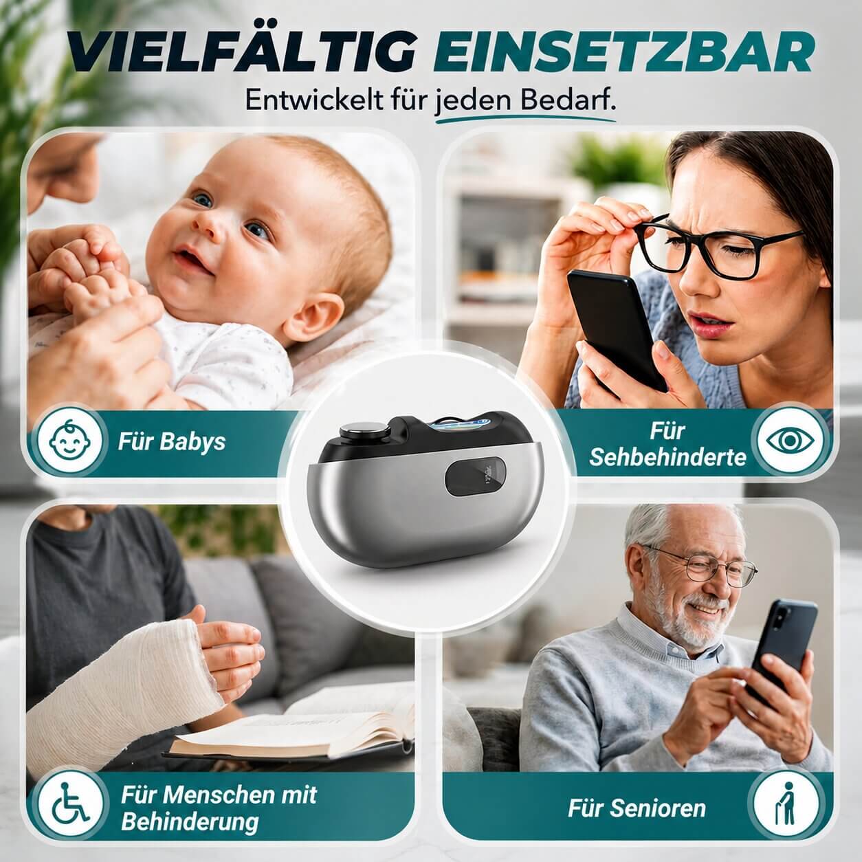 Elektrisk negleklipper med LED lys | Genopladelig negletrimmer til finger- og tånegle | Lysklipper