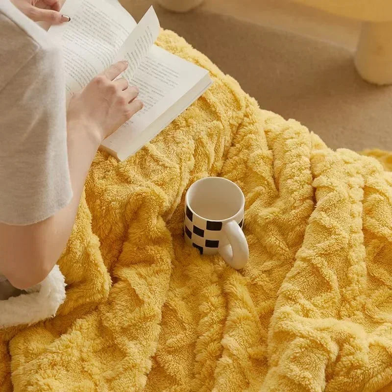 Snowhaven Vendbar Uld Plaid Med Mikrofiber Flannel Og Lammeuld