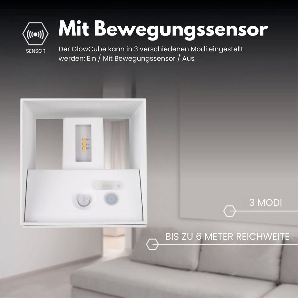Trådløs væglampe til indendørs og udendørs brug | LED væglampe med batteri og sensor i sort og hvid