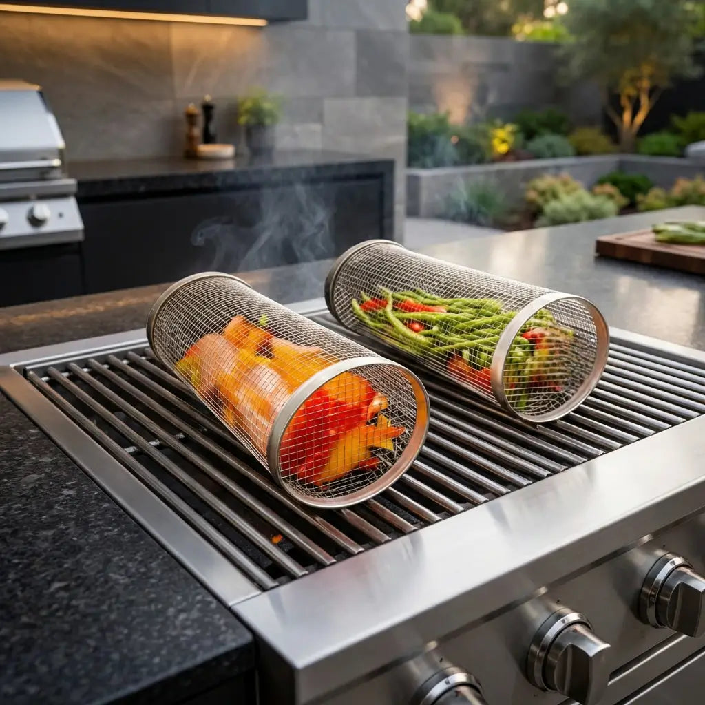 Grillkurv i rustfrit stål til BBQ | Flammora