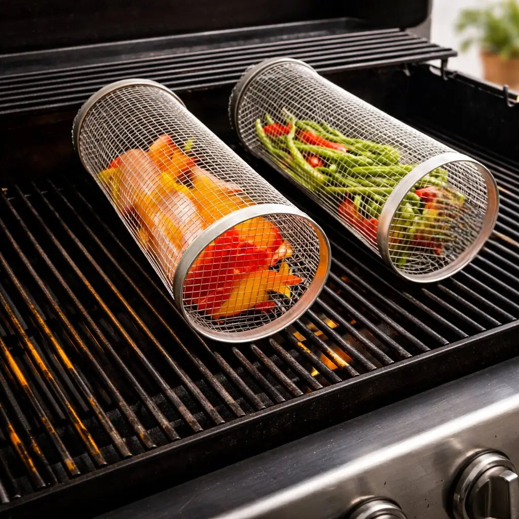 Grillkurv i rustfrit stål til BBQ | Flammora