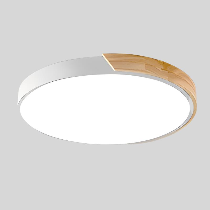 Aelora | Nordisk Træ Cirkulær Loftlampe med Varm Glød