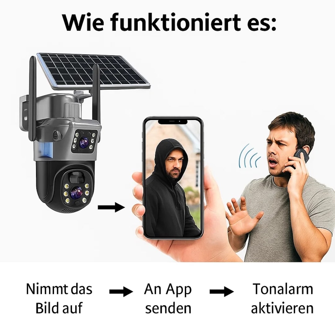 Overvågningskamera til udendørs brug | WLAN kamera med solpanel | GuardVision
