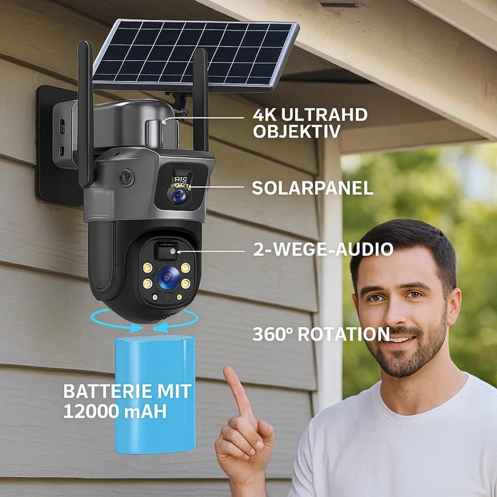Overvågningskamera til udendørs brug | WLAN kamera med solpanel | GuardVision