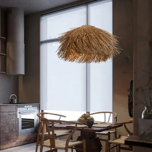 Håndlavet Rattan Pendellampe til en Varm Naturlig Atmosfære i Dit Hjem