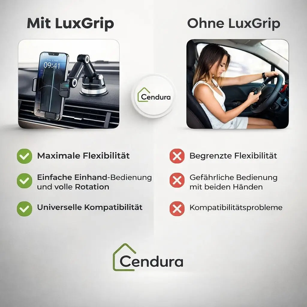 Mobilholder til bil | Mobilholder med sugekop & 360° rotation | LuxGrip