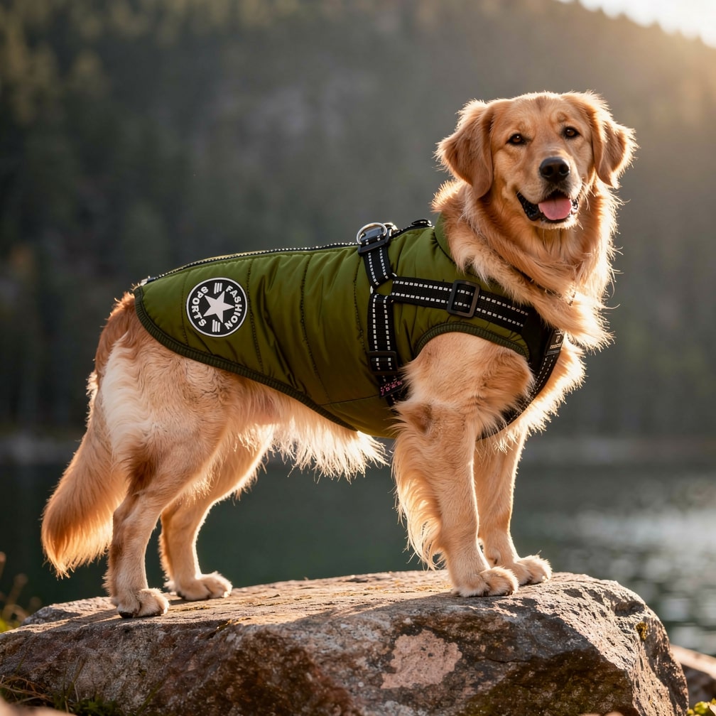 Hundemantel til vinter | Vinterjakke til hunde | Hundejakke med sele | PelsMantel