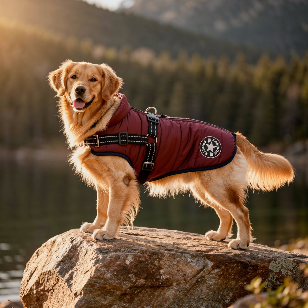 Hundemantel til vinter | Vinterjakke til hunde | Hundejakke med sele | PelsMantel